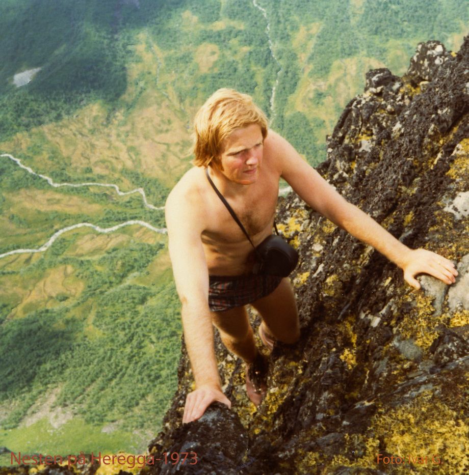 Meg på Heregga (1557 moh) i Norddal kommune( år 1973) 
Me on Heregga (1557 meters) in Norddal community (year 1973), Norddal på Sunnmøre
Foto: Ivar Grønningsæter
