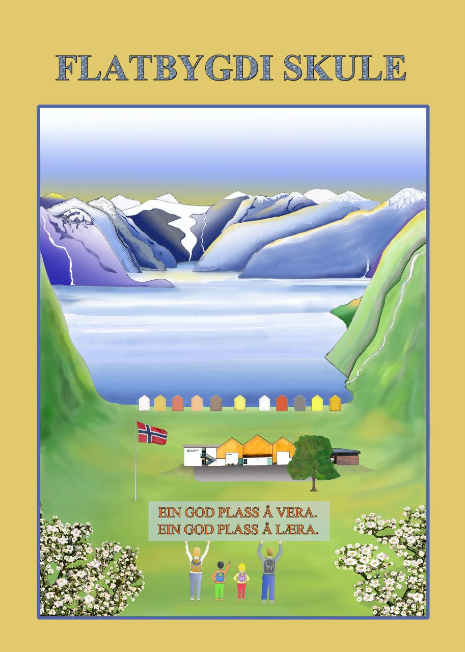 Skolefane til Flatbygdi skule 2014
School banner for Flatbydi School in 2014